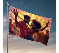 Décoration de porte de chambre à coucher nuit colorée : une danse de joie et d'unité Drapeau de salle de bain Décoration de porche extérieure (152 x 244 cm)