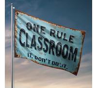 Décoration de porte de chambre à coucher Panneau rustique pour salle de classe : One Rule - Don'T Do It! Drapeaux pour dortoir universitaire Décoration de grotte (60 x 90 cm)