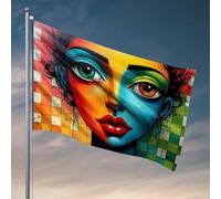 Décoration de porte de chambre à coucher Portrait abstrait coloré : une œuvre d'art audacieuse Drapeau de salle de bain Décoration de porche extérieure (30 x 45 cm)