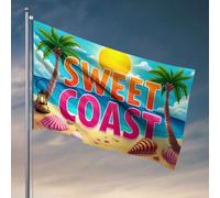 Décoration de porte de chambre à coucher Sweet Coast Beach Scene Flag College Room Sign Girl Drapeaux pour chambre à coucher (120 x 180 cm)