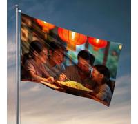 Décoration de porte de chambre « A Happy Family Enjoys A Meal Together » Drapeau pour chambre à coucher (30 x 45 cm)