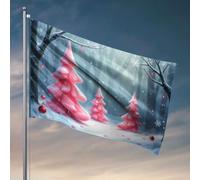 Décoration de porte de chambre Arbres de Noël roses dans une forêt enneigée. Drapeau Man Cabe Decor Accessoires de chambre à coucher (30 x 45 cm)