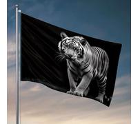 Décoration de porte de chambre avec inscription « A Majestic White Tiger Strides Confidently » Drapeau pour chambre à coucher (30 x 45 cm)