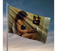 Décoration de porte de chambre femme lisant magazine dans la salle de bain avec affiche Mona Lisa sur le mur. Drapeau homme cabe décor accessoires de chambre (152 x 244 cm)