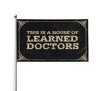 Décoration de porte de chambre « This Is A House of Learned Doctors » - Décorations extérieures pour patio, jardin - Drapeau amusant (152 x 244 cm)