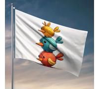 Décoration de porte de chambre - Trois oiseaux colorés empilés les uns sur les autres - Drapeaux pour adolescents - Décorations de dortoir pour étudiants (152 x 244 cm)