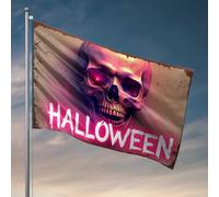 Décoration de porte de chambre Un crâne effrayant d'Halloween phosphorescent drapeau de jardin cool choses pour chambre de garçons (60 x 90 cm)