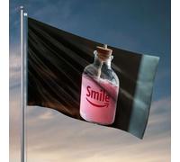 Décoration de porte de chambre Une bouteille rose avec « sourire » imprimé dessus. Drapeau amusant pour dortoir universitaire Décoration d'automne (152 x 244 cm)