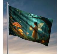 Décoration de porte de chambre Une fée tenant une lanterne dans une forêt mystique. Drapeau Man Cabe Decor Accessoires de chambre (30 x 45 cm)