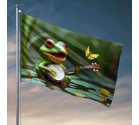 Décoration de porte de chambre Une grenouille joue un banjo avec papillon. Drapeau pour chambre à coucher (60 x 90 cm)