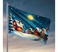 Décoration de porte de chambre - Village d'hiver confortable sous un ciel étoilé - Poster amusant pour dortoir universitaire - Décoration d'automne (30 x 45 cm)