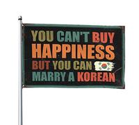 Décoration de porte de chambre « You Can'T Buy Happiness But You Can Marry A Korean Flag » - Décorations extérieures pour terrasse, jardin - Drapeau amusant (60 x 90 cm)