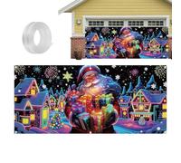 Décoration de Porte de Garage de Noël - 4 x 1,8 m - UV Fluorescente - Décoration saisonnière - Décoration de de Garage - pour propriétaires de Maison, fêtes de Famille, décorations de Rue, Jardin
