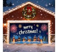 Décoration de Porte de Garage de Noël, Bannière de Noël pour Porte de Garage Joyeux Noëls Mural Santa Bonhomme de Neige Elan Toiles de Fond de Garages Xmas d'Hiver pour Murale Extérieur Intérieur