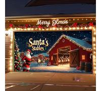 Décoration de porte de garage de Noël, bannière de porte de garage, Père Noël, bonhomme de neige, fresque murale de Noël pour porte de garage, toile de fond murale pour photo, extérieur, intérieur