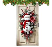 Décoration de Porte de Noël - 180 x 90 cm Grande Bannière Ornement en Tissu Polyester | Grande Décoration de Porte D'Entrée De Vacances Pancarte Mignon Pour Intérieur Et Extérieur Pour Mur, Chambre U