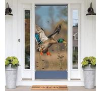 Décoration de porte de Noël avec canards sauvages et sapin - Bannière de bienvenue pour porte d'entrée - Décoration de porche saisonnière pour Noël, fête à la maison ou en extérieur - 180 x 90 cm