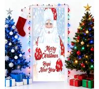 Décoration de Porte de Noël, Bannière Suspendue 91 × 203 cm, Panneau pour Porte d'Entrée, Véranda, Festive Rouge Joyeux (Style B, 91 * 203cm)