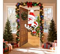 Décoration de Porte de Noël, Bannière Suspendue 91 × 203 cm, Panneau pour Porte d'Entrée, Véranda, Festive Rouge Joyeux (Style A, 91 * 203cm)