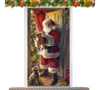 Décoration de porte de Noël, drapeau de Père Noël - Bannière de Noël - Décoration de porte - Pour décoration de maison, arrière-plan extérieur, mur, garage, terrasse, jardin, cour, ferme, fête