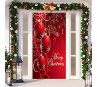 Décoration de porte de Noël en tissu à suspendre avec autocollant de porte pour la saison des fêtes crée un accueil joyeux, adapté à la plupart des portes standard (11)