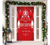 Décoration de porte de Noël en tissu à suspendre avec autocollant de porte pour la saison des fêtes crée un accueil joyeux, adapté à la plupart des portes standard (4)