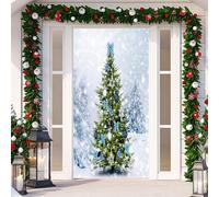 Décoration de porte de Noël en tissu à suspendre avec autocollant de porte pour la saison des fêtes crée un accueil joyeux, adapté à la plupart des portes standard (5)