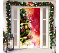 Décoration de porte de Noël en tissu à suspendre avec autocollant de porte pour la saison des fêtes crée un accueil joyeux, adapté à la plupart des portes standard (9)