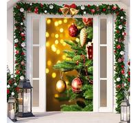 Décoration de porte de Noël en tissu à suspendre avec autocollant de porte pour la saison des fêtes crée un accueil joyeux, adapté à la plupart des portes standard (12)