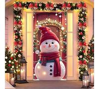 Décoration de porte de Noël, joli bonhomme de neige, décoration élastique en tissu D-oor pour garage, bannière murale de Père Noël, décoration amusante pour fête de Noël