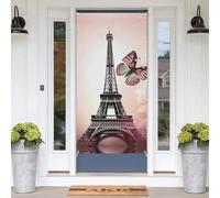 Décoration de porte de Noël Paris et papillons - Bannière de bienvenue pour porte d'entrée, décoration de porche saisonnière pour Noël, fête à la maison ou en extérieur - 180 x 90 cm