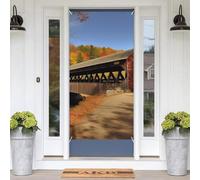 Décoration de porte de Noël « Pont couvert d'Albany » : bannière de bienvenue pour la porte d'entrée, à suspendre au porche ou à décorer pour Noël, à la maison ou en extérieur (180 cm × 90 cm). Dime