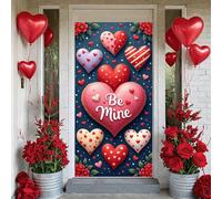 Décoration de porte de Saint-Valentin « Be Mine Happy Valentine's Day » - Grande bannière romantique en forme de cœur - Accessoire de fond pour cabine photo - Fournitures de fête de Saint-Valentin