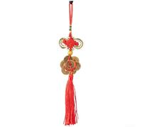 Décoration de porte de style chinois avec pendentif Feng Shui en laiton et nœud tissé pour promouvoir la prospérité et l'harmonie (E)