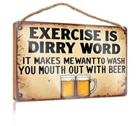 Décoration de porte d'entrée avec inscription « Exercise Is Dirty Word ». Makes Me Want To Wash Your Mouth Out With Beer Signs sarcastique Décoration de salle de bain amusante (15 x 28 cm)