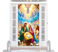 Décoration de porte d'entrée de Noël, accessoires religieux de fête de naissance de Jésus - Articles de décoration de Noël de Jésus - Pour les fêtes d'anniversaire Fête Bureau Chambre École Étudiant