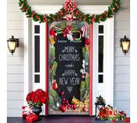 Décoration de Porte D'entrée pour Noël 2025 Drap-Housse Halloween Housse Extensible pour Porte pour Décoration D'intérieur Et D'extérieur pour Fêtes À la Maison 90 X 200 Cm Style I