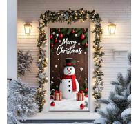 Décoration de Porte d'Entrée pour Noël, Couverture de Porte de Noël 35 x 79 pouces, Grande Affiche Murale en Tissu à Suspendre dans le Garage, Bannière pour Porche pour Noëls Nouvel An Fêtes d'Hiver