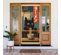 Décoration de porte d'Halloween, le chat gourmand, décoration de maison hantée d'Halloween, couverture de porte de fenêtre, 183 x 88,9 cm, fournitures de fête pour mur de garage