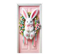 Décoration de porte d'œuf de lapin de Pâques, bannière joyeuse de printemps | Joyeuses Pâques Décoration de Porte pour Bureaux Maison Chambres d'Étudiants Appartements Jardin Intérieur Extérieur