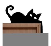 Décoration de porte en bois - Décoration murale en forme de chat pour Halloween, appartement, événement, chambre à coucher, bureau, salon