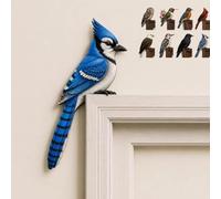 Décoration de porte en bois fabriquée à la main en forme d'oiseau de 20 cm | Décoration de porte en bois fabriquée à la main avec motif de plumes détaillé. S'adapte aux coins et aux sommets de porte