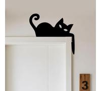 Décoration de porte en forme de chat - Décoration de porte en bois - Art mural décoratif pour cheminée, étagère, magasin, chambre, bureau, appartement, Halloween