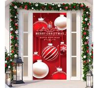 Décoration de porte en tissu à suspendre de Noël avec autocollant de porte pour la saison des fêtes crée un accueil joyeux, adapté à la plupart des portes standard (7)