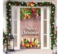 Décoration de porte en tissu à suspendre de Noël avec autocollant de porte pour la saison des fêtes crée un accueil joyeux, adapté à la plupart des portes standard (10)