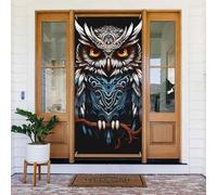 Décoration de porte hibou - Bannière de porte de bienvenue - Toile de fond saisonnière pour porche - Pour intérieur et extérieur - 183 x 90 cm