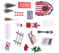 Décoration de porte miniature en bois et résine pour maisons de poupées, accessoires de village de Noël, décoration de porte en résine