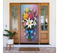 Décoration de porte moderne avec impression bouquet n° 27 pour intérieur/extérieur, printemps, été, automne, hiver, Halloween, Noël
