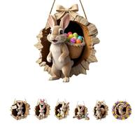 Décoration de porte, motif de lapin de Pâques, plaque de bienvenue festive pour votre porte d'entrée, montage en intérieur et en extérieur, (C, 30 cm)