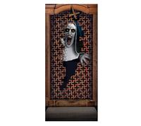 Décoration de porte - Nonne - Confessionnal - Halloween - Rouge - Intérieur